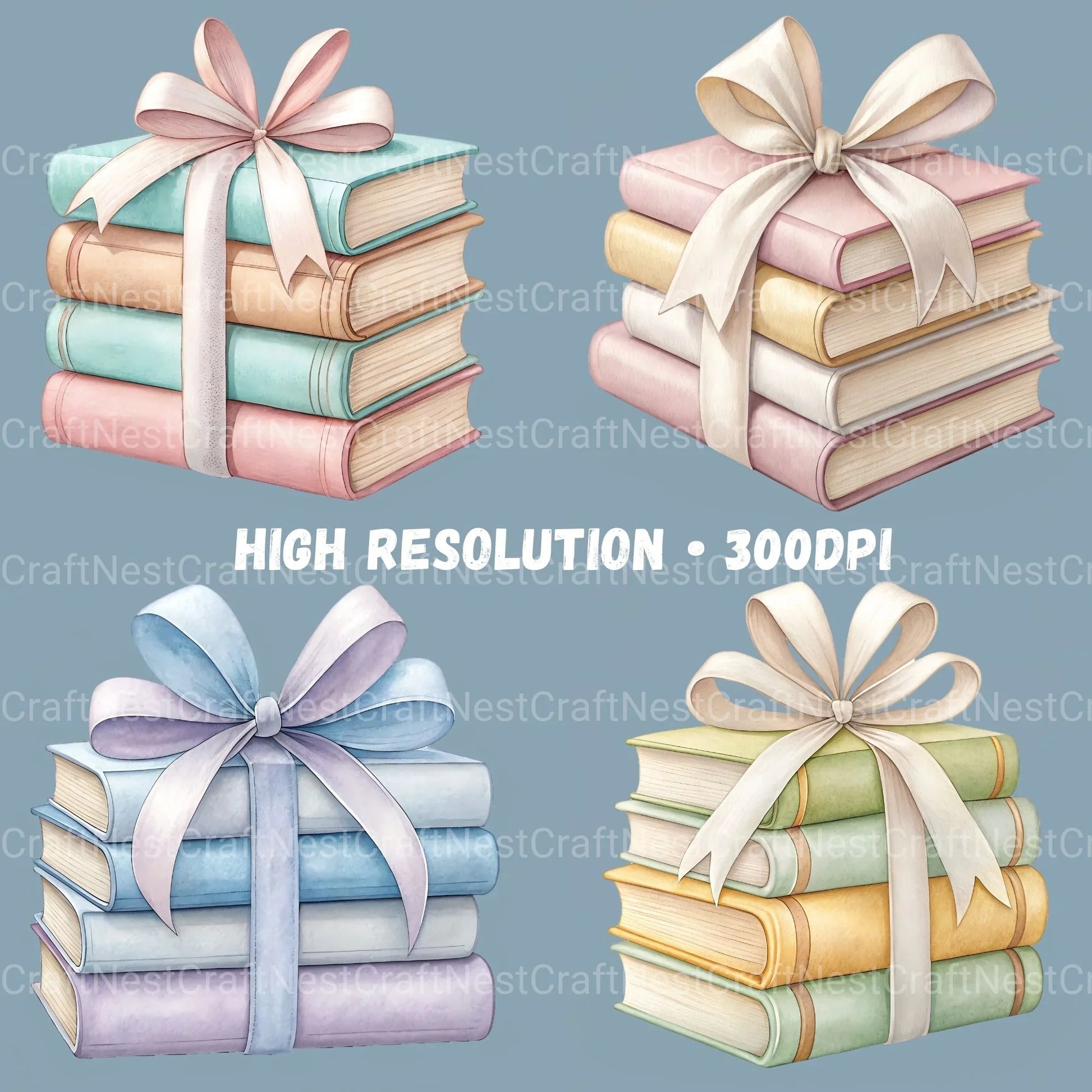Books N Bows Clipart Bundle - CraftNest - Digital Crafting and Art