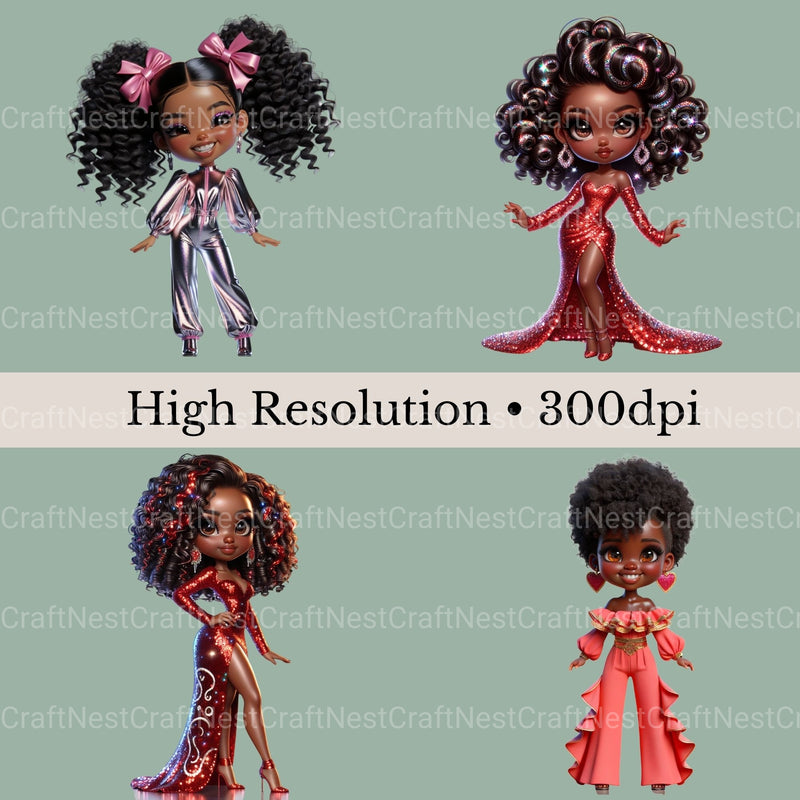 Black Girls Clipart Bundle - CraftNest - Digital Crafting and Art