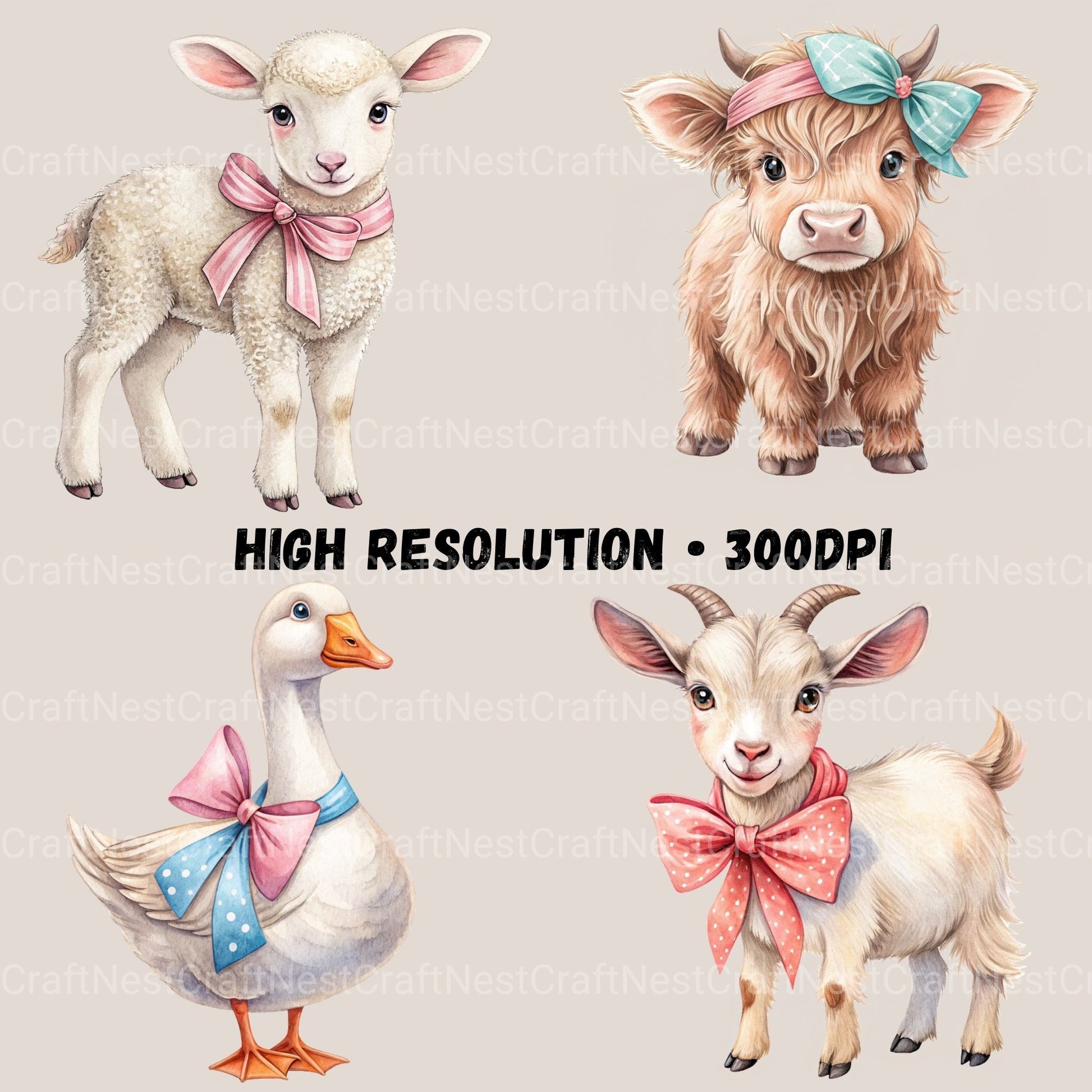 Farm Animal Coquette Clipart Bundle - CraftNest - Digital Crafting and Art