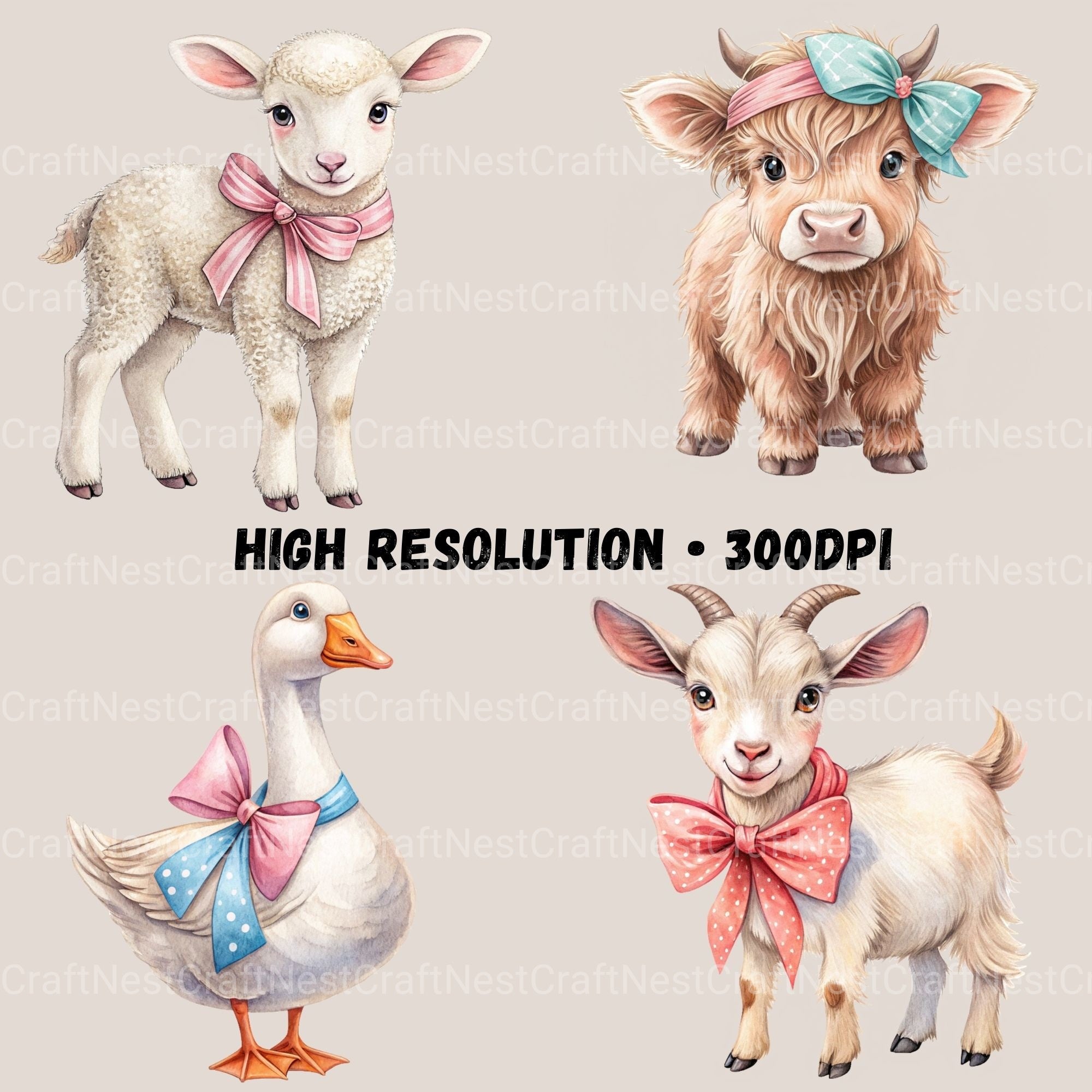 Farm Animal Coquette Clipart Bundle - CraftNest - Digital Crafting and Art