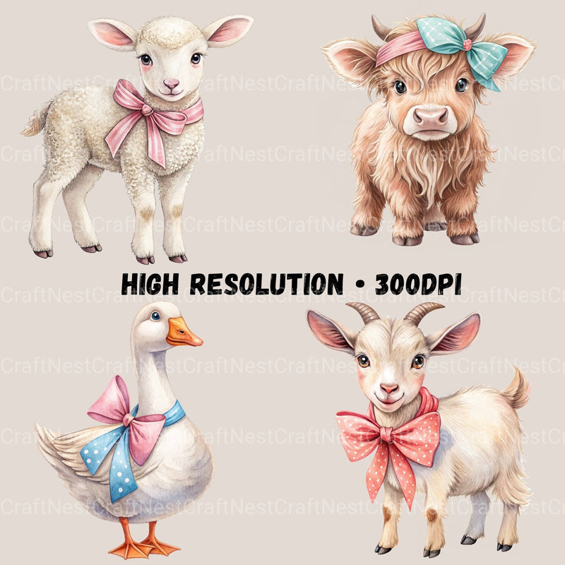 Farm Animal Coquette Clipart Bundle - CraftNest - Digital Crafting and Art