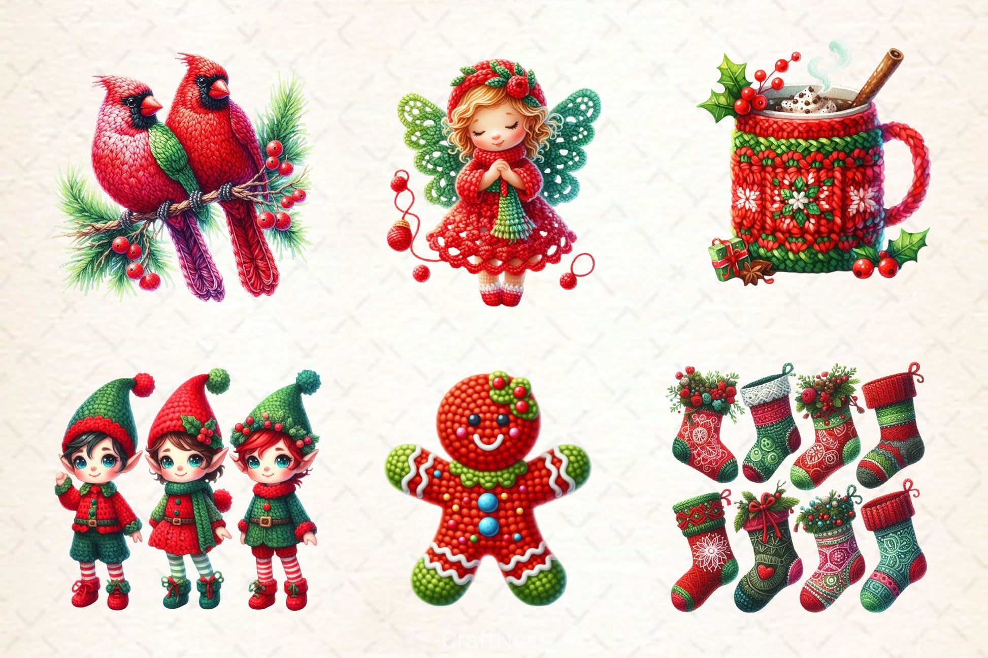 Crochet Christmas Clipart Bundle 3 - CraftNest - Digital Crafting and Art