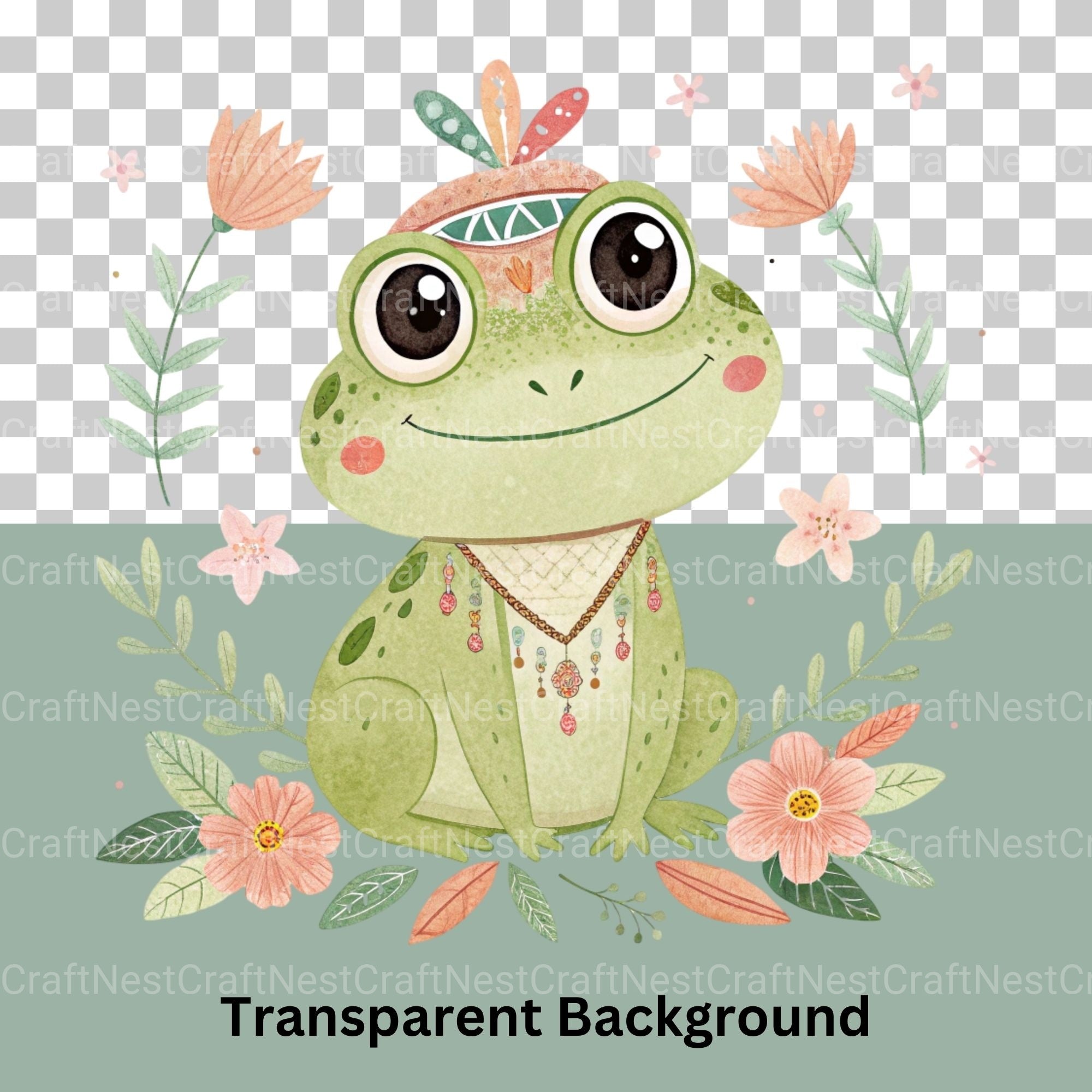 Boho Frogs Clipart Bundle - CraftNest - Digital Crafting and Art