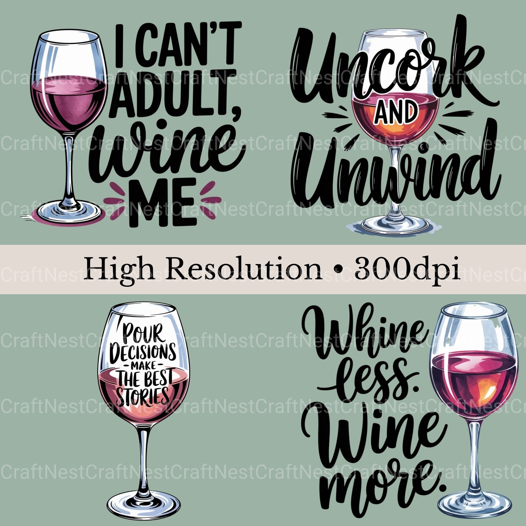 Wine Quotes Clipart Bundle - CraftNest - Digital Crafting and Art