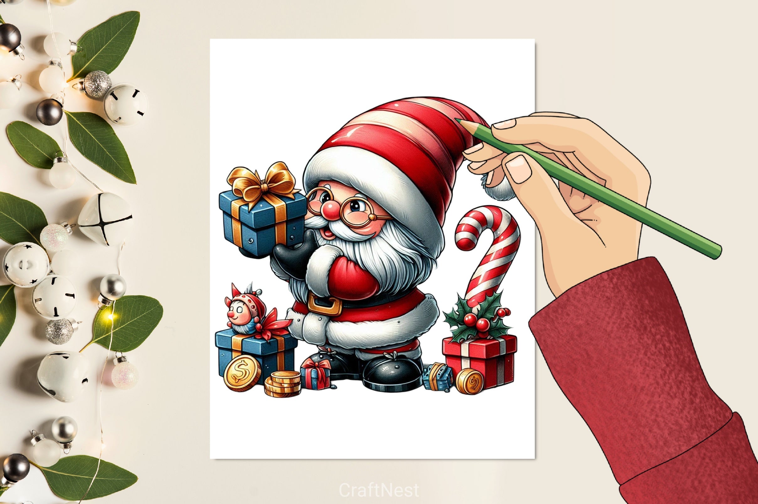 Christmas Retro Gnome Clipart Bundle - CraftNest - Digital Crafting and Art