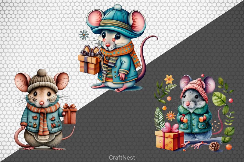 Christmas Mouse Clipart Bundle 2 - CraftNest - Digital Crafting and Art