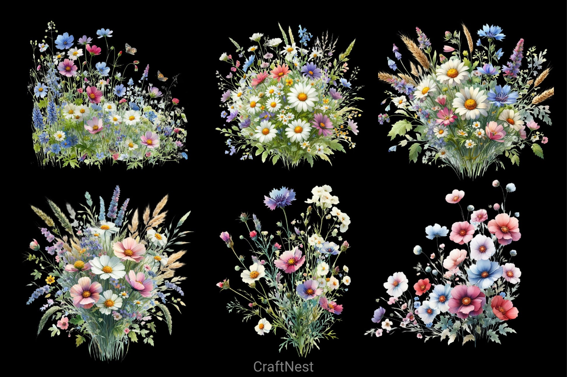 Wildflower Meadow Clipart Bundle 3 - CraftNest - Digital Crafting and Art