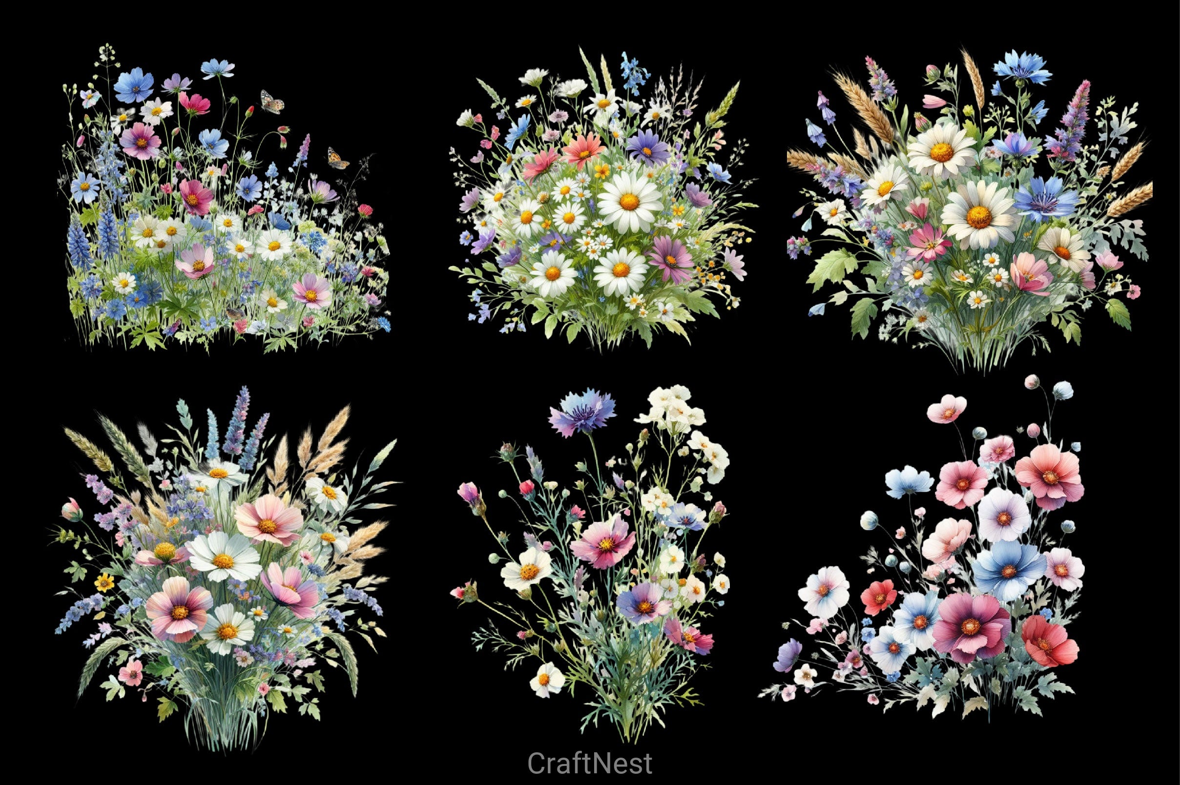Wildflower Meadow Clipart Bundle 3 - CraftNest - Digital Crafting and Art