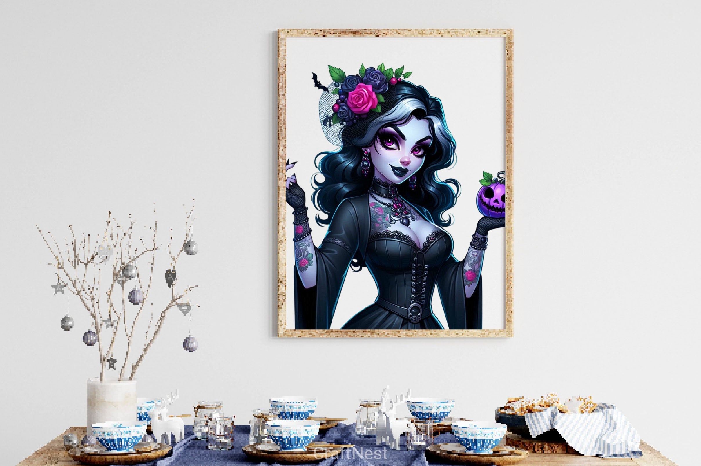 Vintage Pin Up Halloween Girl Clipart Bundle ,11 - CraftNest - Digital Crafting and Art