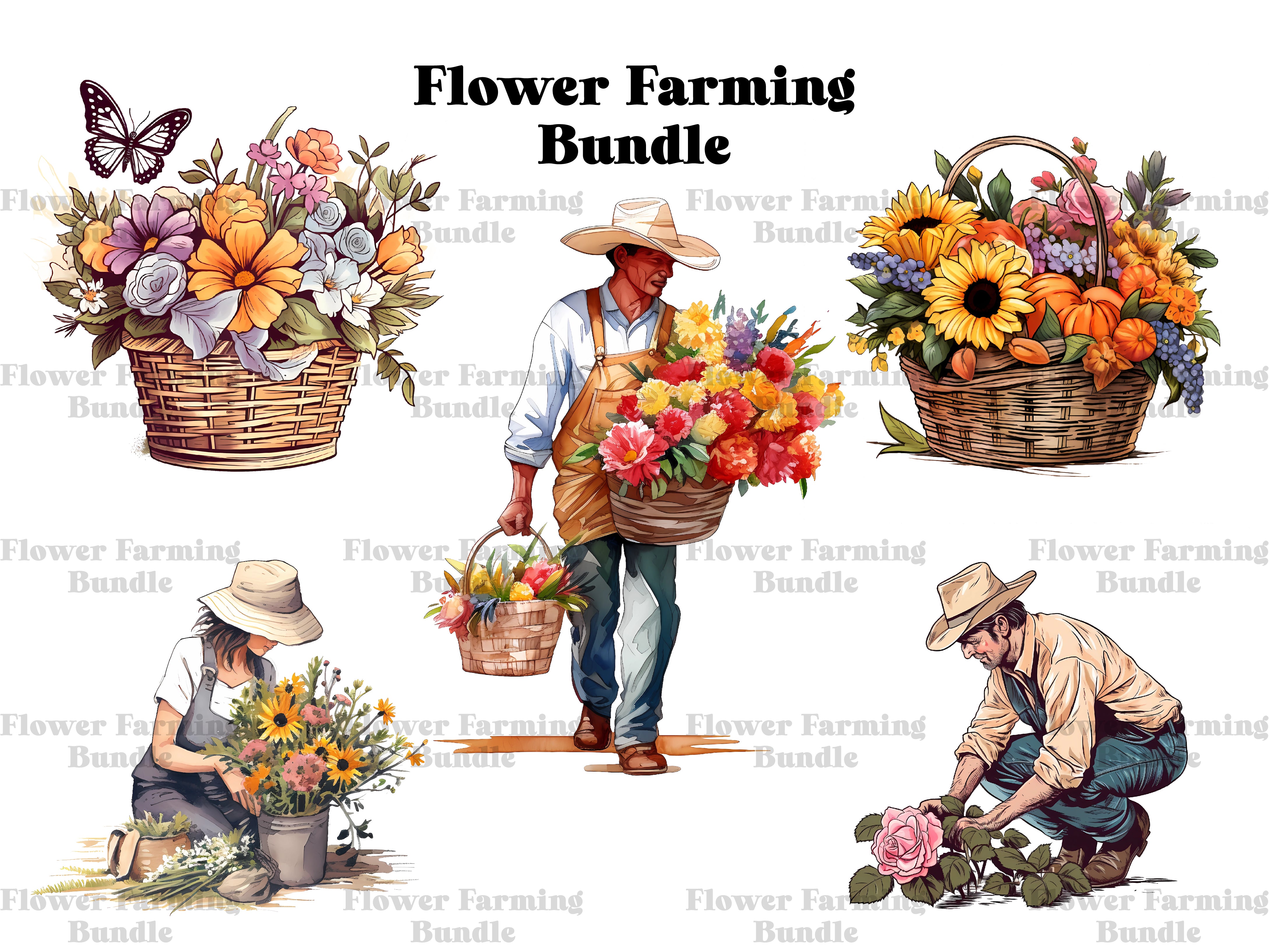 Flower Farming Clipart - CraftNest