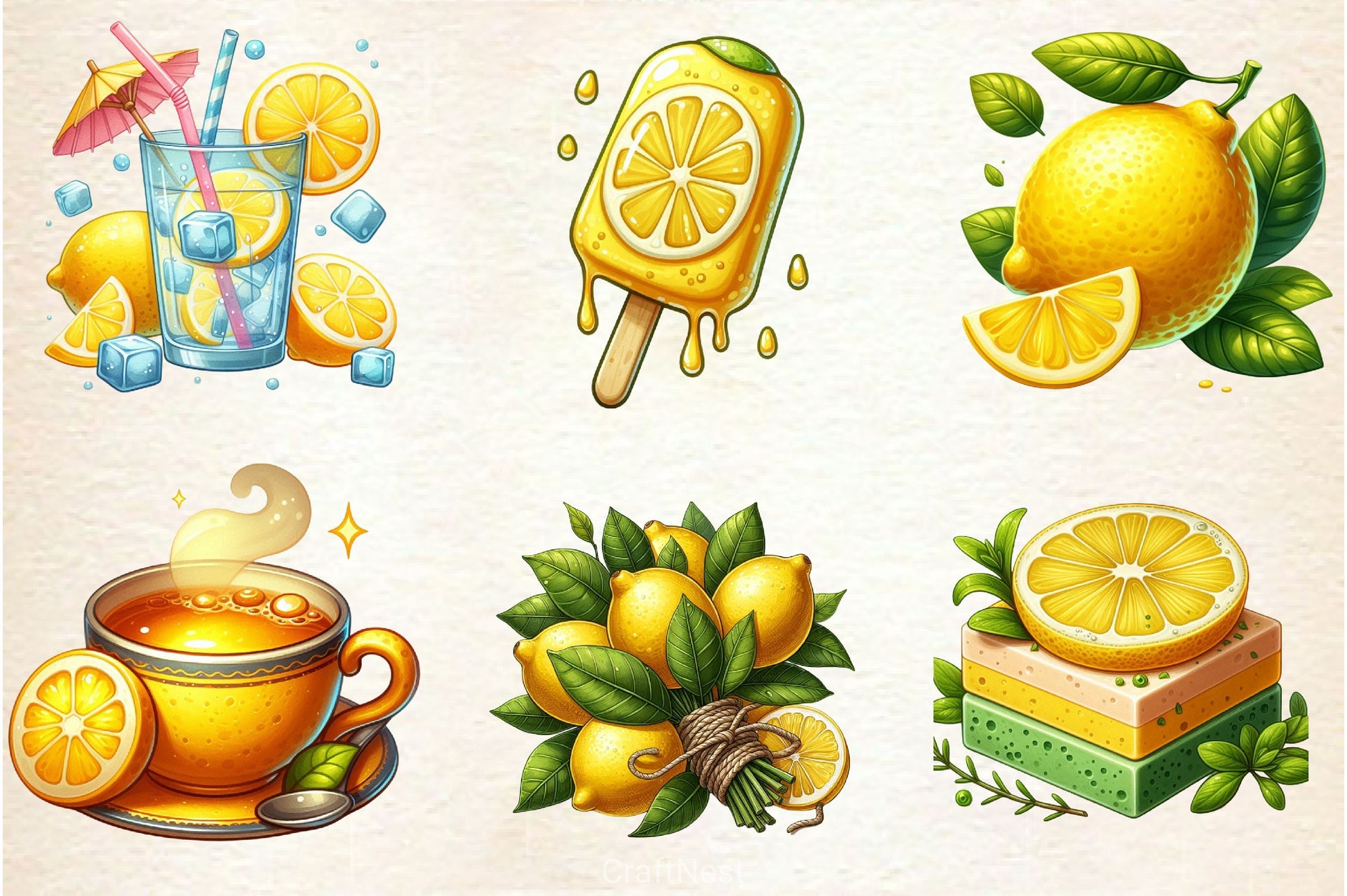 Summer Lemon Clipart Bundle - CraftNest - Digital Crafting and Art