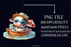 Cute Animals Boat Summer Clipart Bundle - CraftNest - Digital Crafting and Art