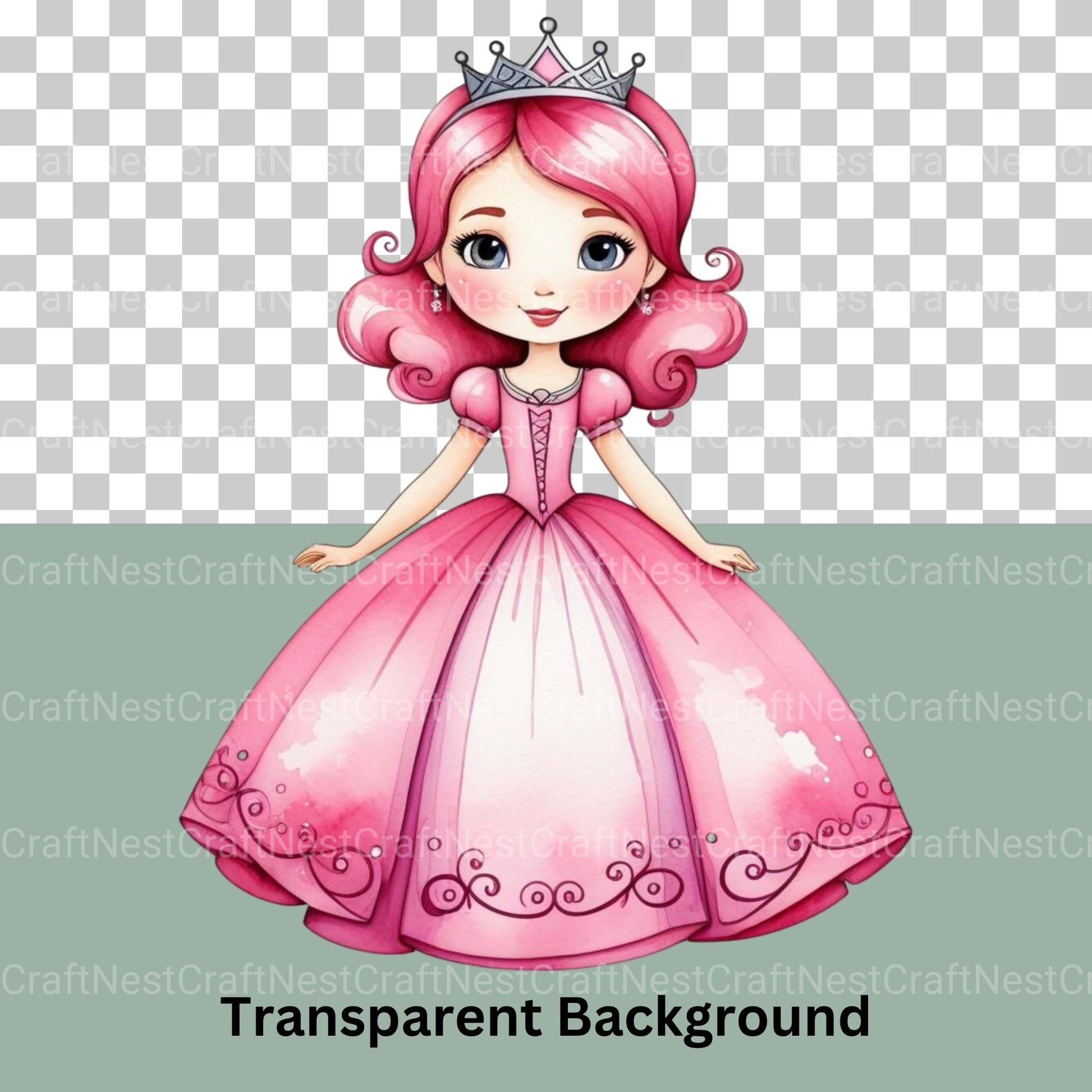 Pink Princess Clipart Bundle - CraftNest - Digital Crafting and Art