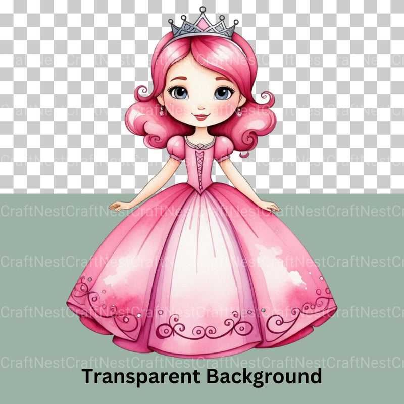 Pink Princess Clipart Bundle - CraftNest - Digital Crafting and Art