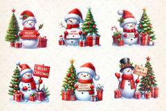 Cute Snowman Christmas Clipart Bundle - CraftNest - Digital Crafting and Art