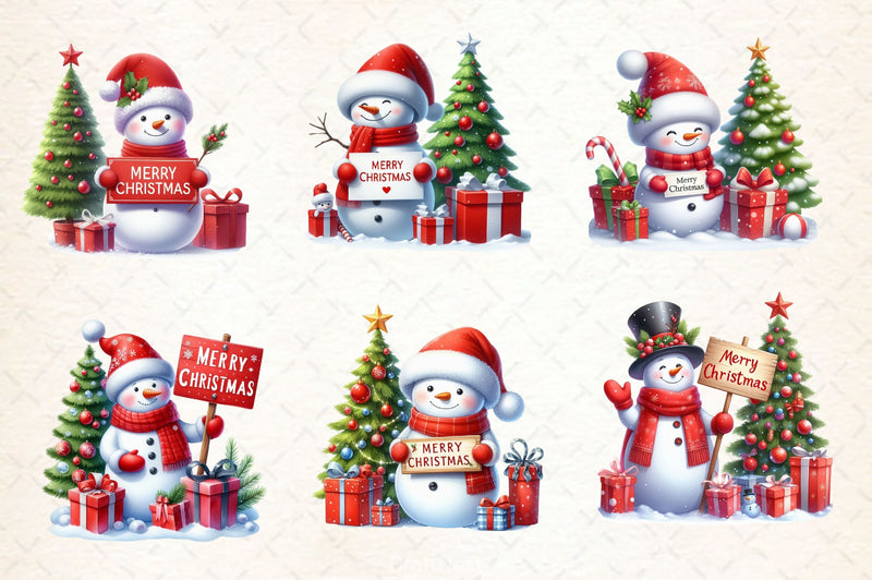 Cute Snowman Christmas Clipart Bundle - CraftNest - Digital Crafting and Art