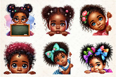 Peeking African American Girl Clipart Bundle - CraftNest - Digital Crafting and Art