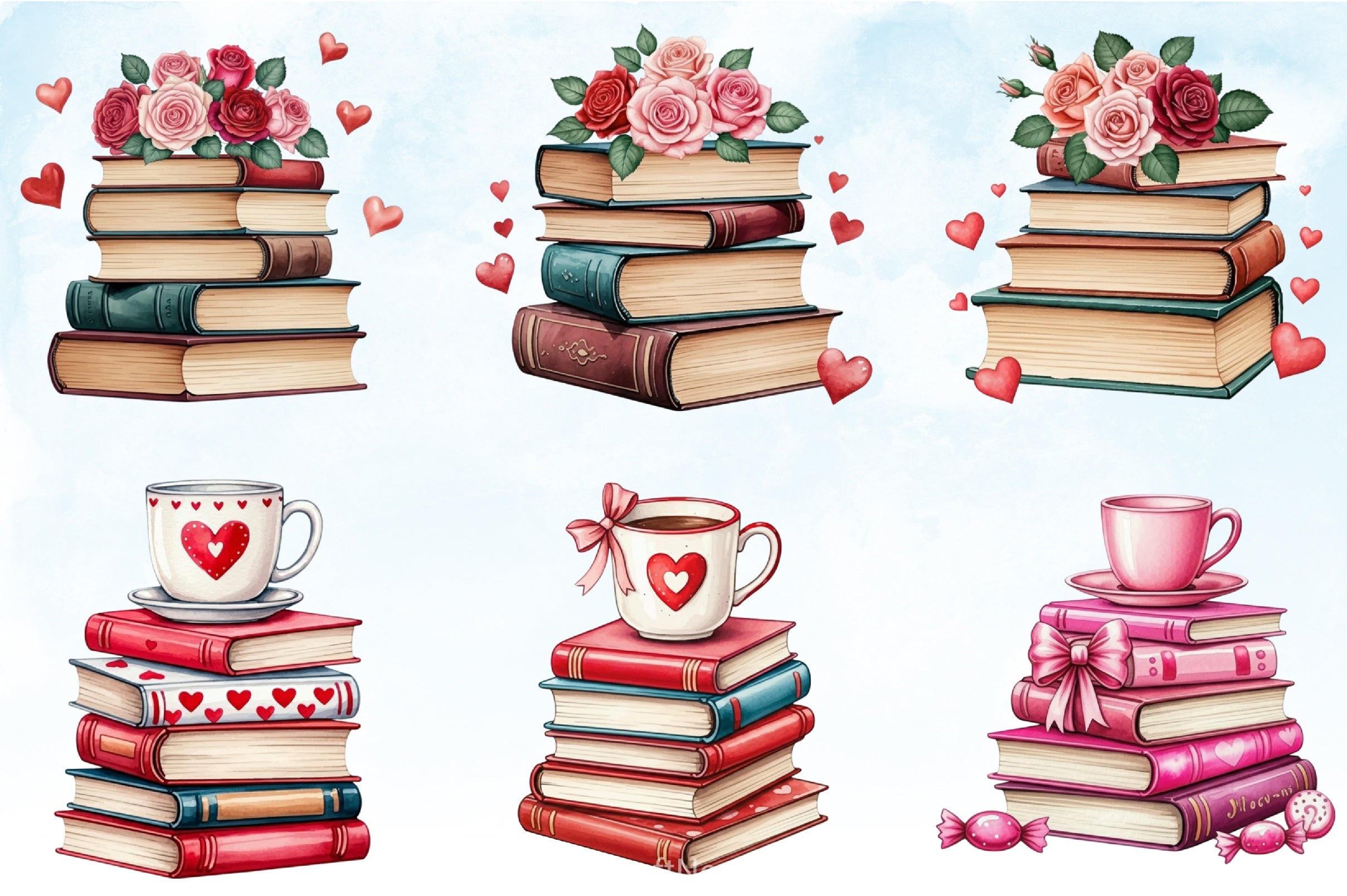 Retro Book Valentine Clipart Bundle - CraftNest - Digital Crafting and Art
