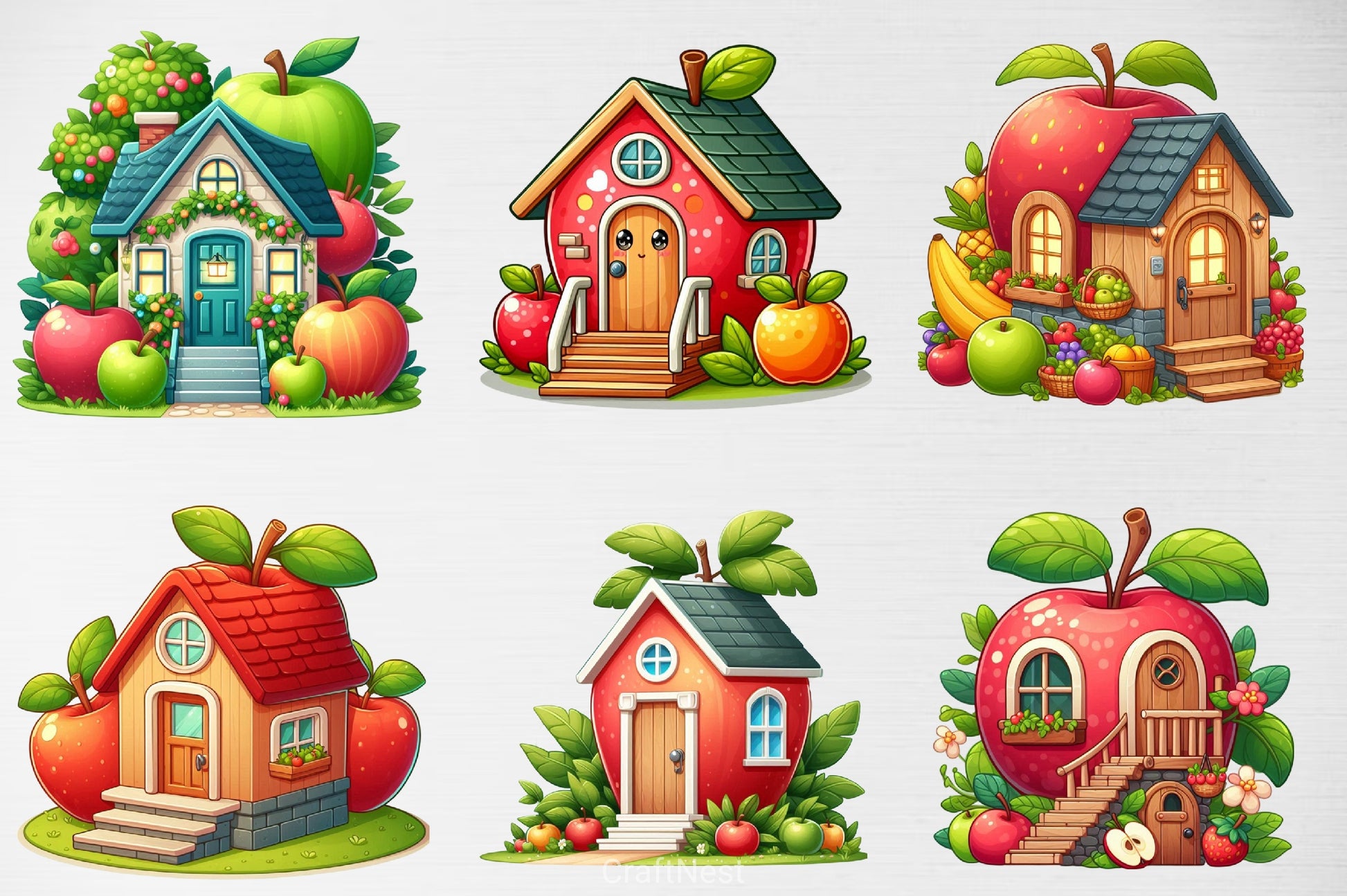 Apple House Clipart Bundle - CraftNest - Digital Crafting and Art