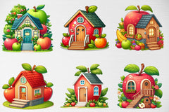 Apple House Clipart Bundle - CraftNest - Digital Crafting and Art