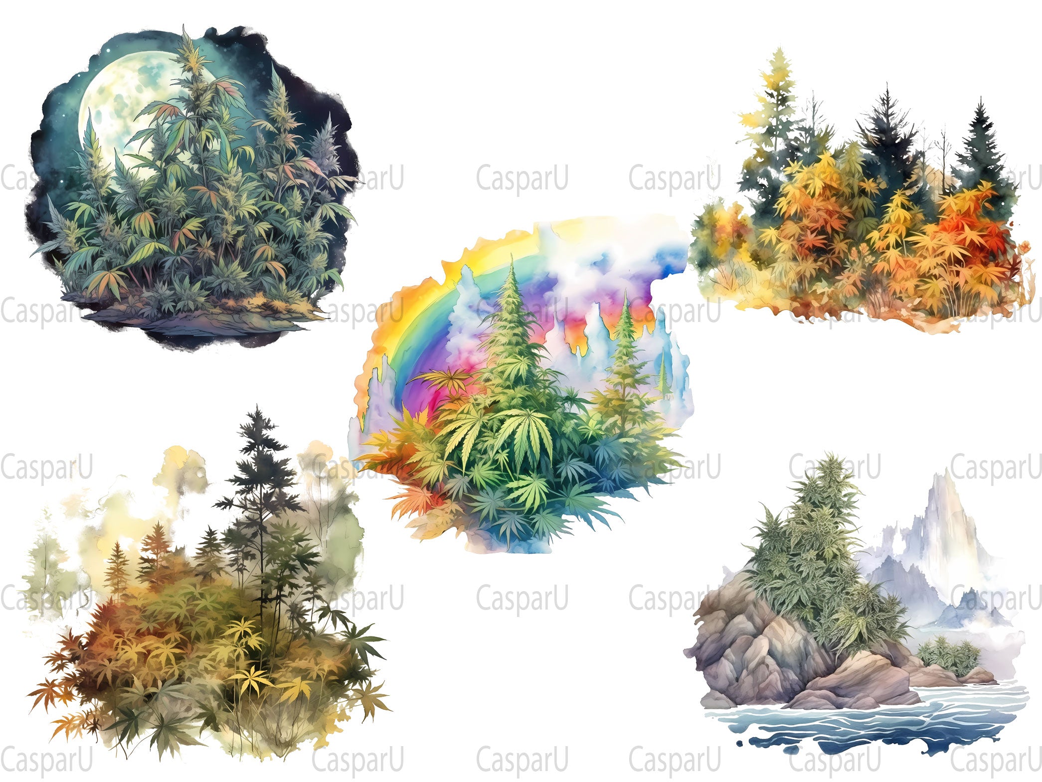 Cannabis in Nature Clipart - CraftNest