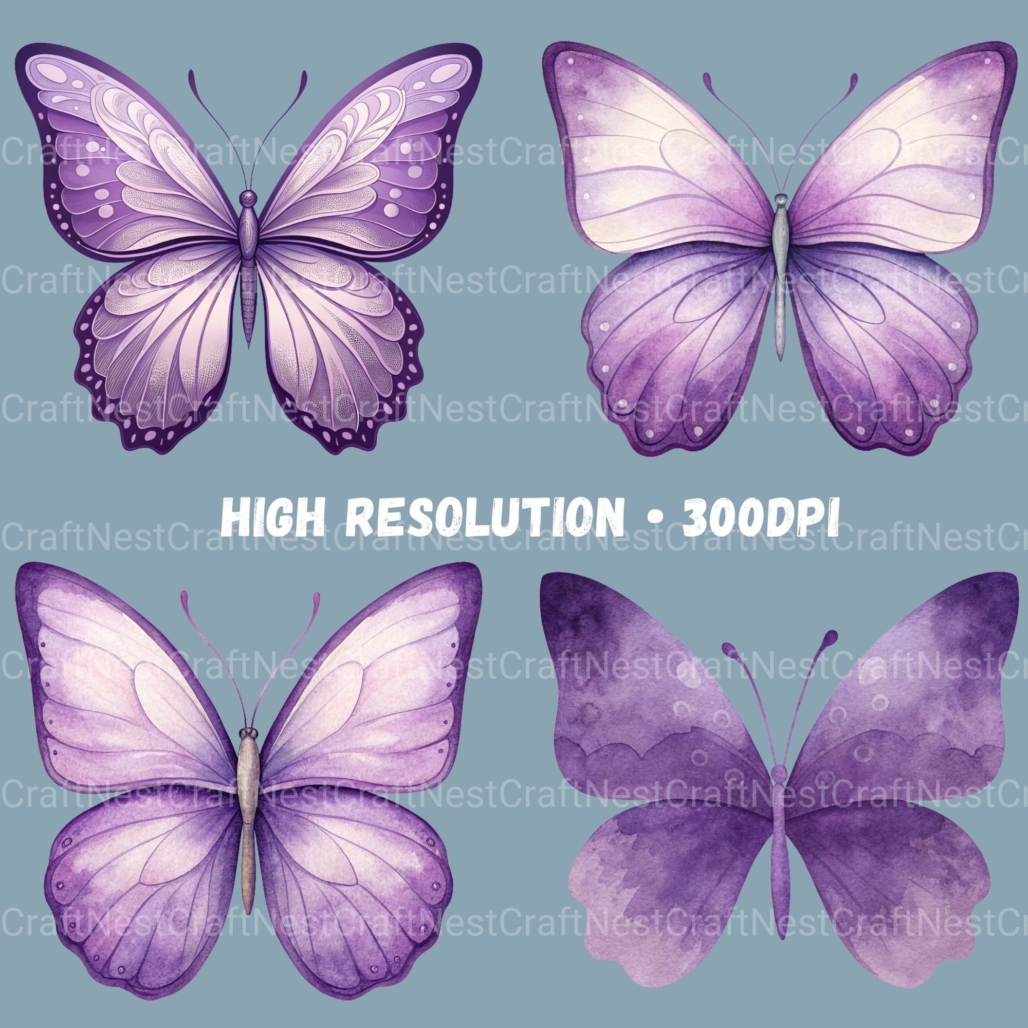 Purple Butterflies 1 Clipart Bundle - CraftNest - Digital Crafting and Art