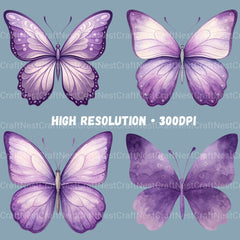 Purple Butterflies 1 Clipart Bundle - CraftNest - Digital Crafting and Art