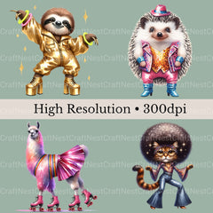Disco Animals Clipart Bundle - CraftNest - Digital Crafting and Art