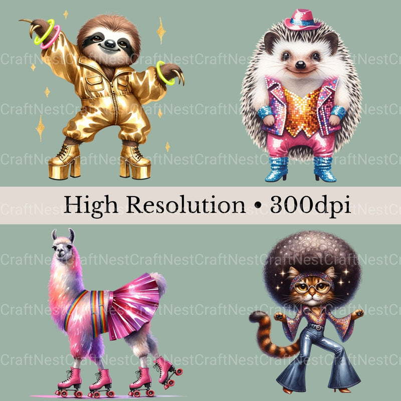 Disco Animals Clipart Bundle - CraftNest - Digital Crafting and Art