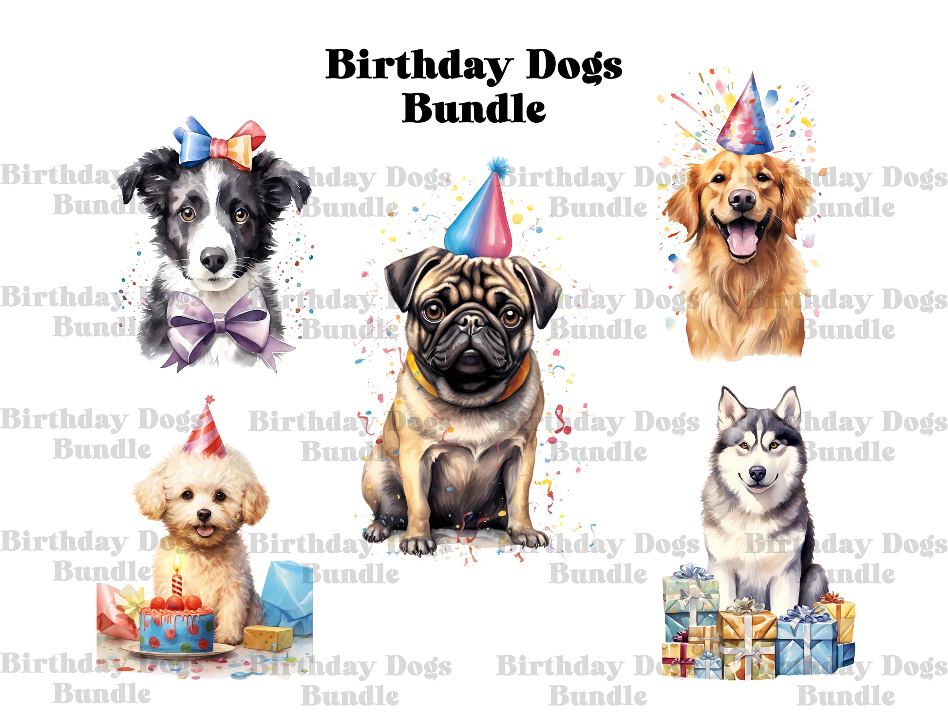 Birthday Dogs Clipart - CraftNest