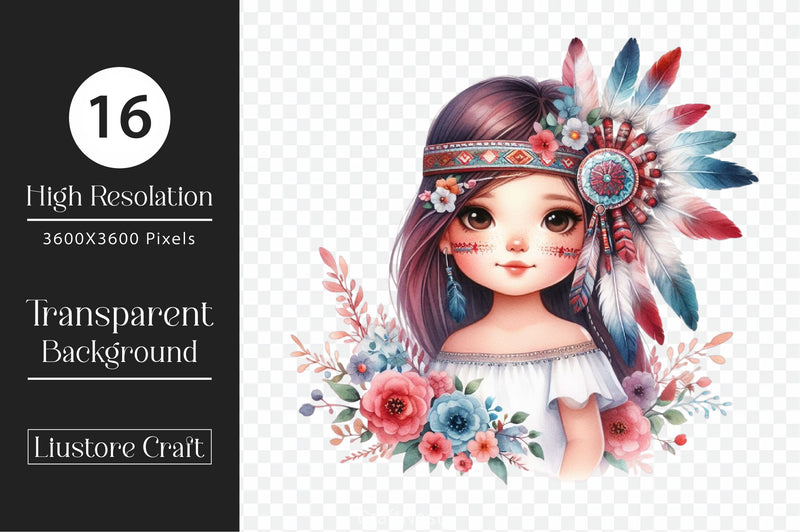 Native American Woman Clipart Bundle - CraftNest - Digital Crafting and Art