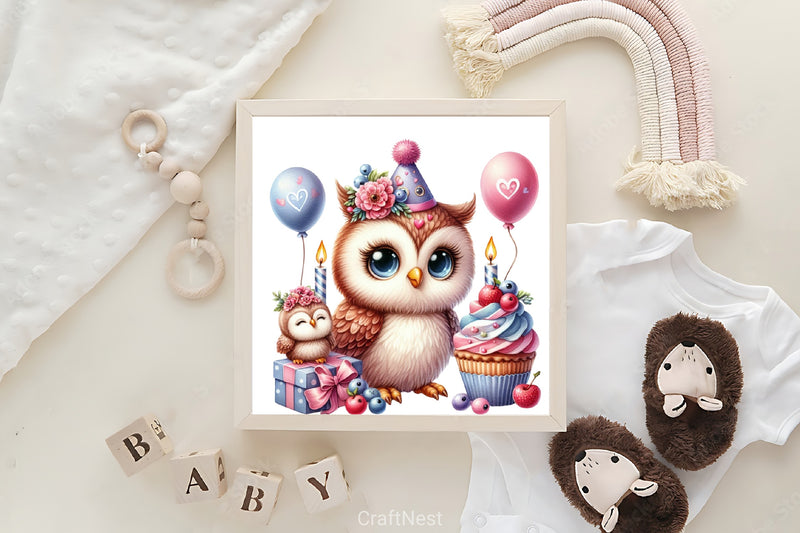 Birthday Owl Clipart Bundle - CraftNest - Digital Crafting and Art