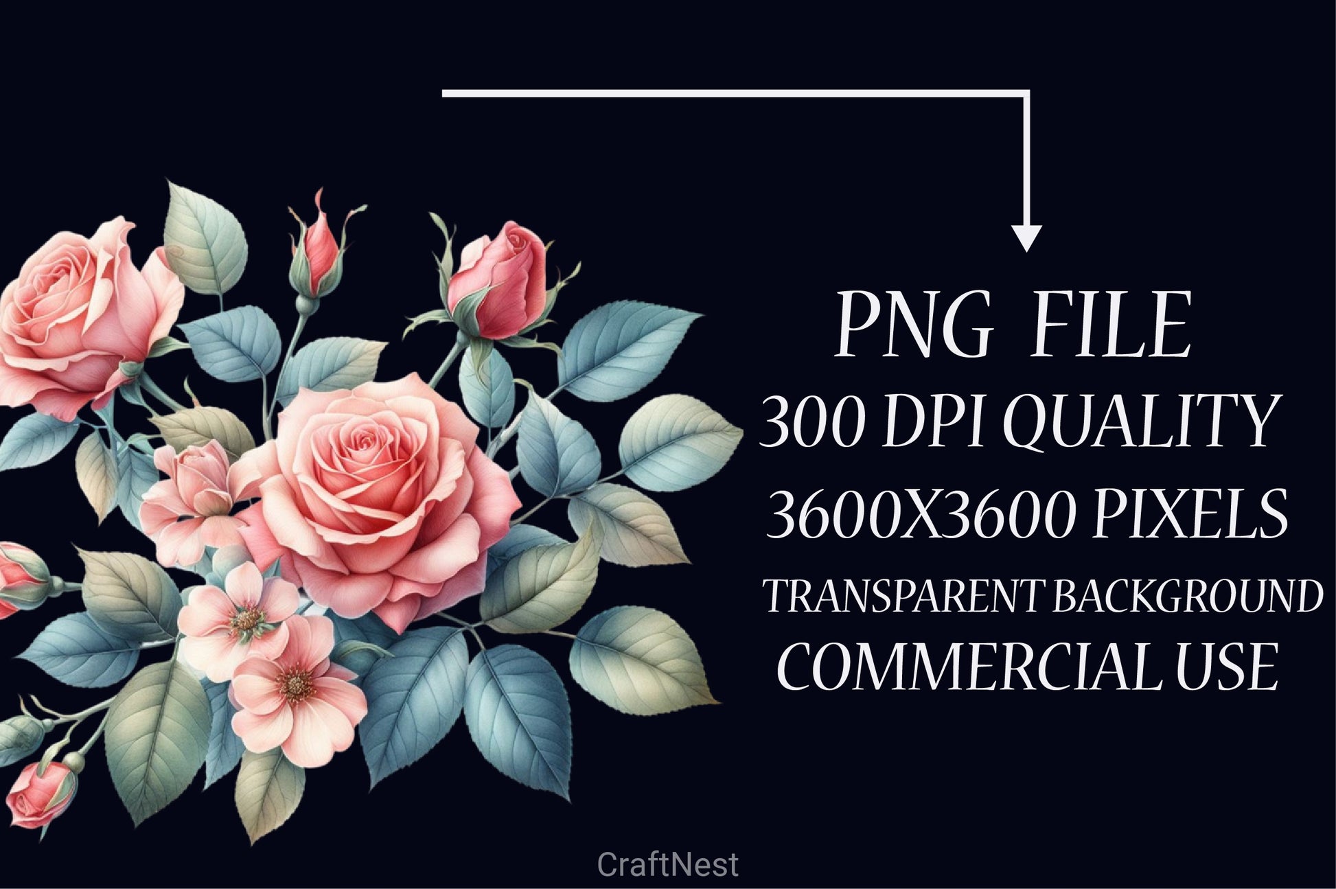 Pink Roses Clipart Bundle - CraftNest - Digital Crafting and Art