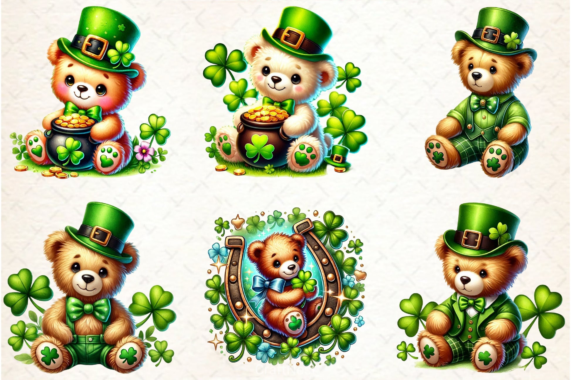 St Patrick's Teddy Bear Clipart Bundle - CraftNest - Digital Crafting and Art