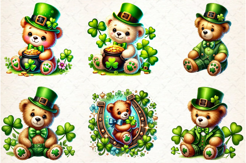 St Patrick's Teddy Bear Clipart Bundle - CraftNest - Digital Crafting and Art