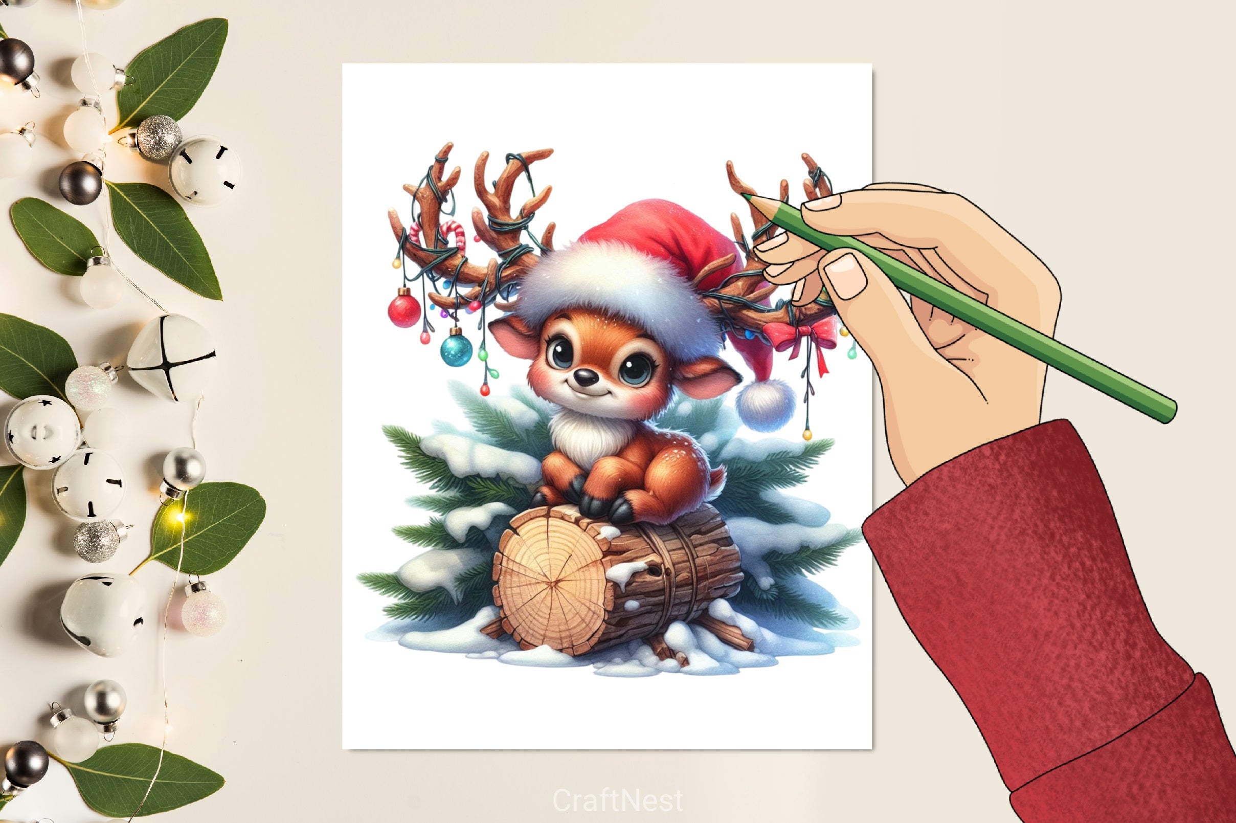 Funny Reindeer Christmas Clipart Bundle - CraftNest - Digital Crafting and Art