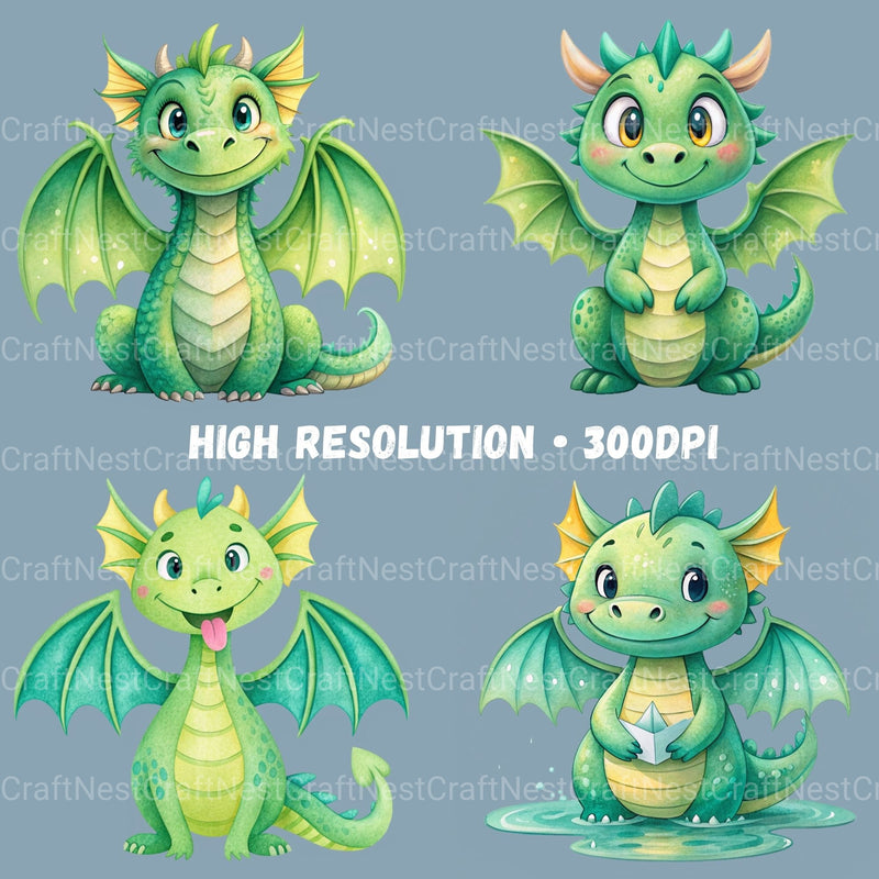 Cute Dragons Clipart Bundle - CraftNest - Digital Crafting and Art