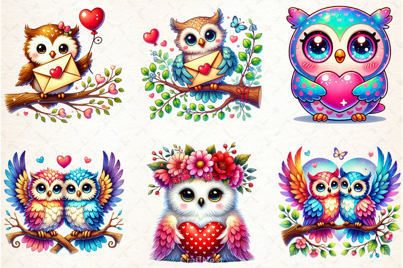Valentine Owl Clipart Bundle - CraftNest - Digital Crafting and Art
