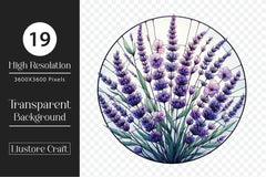 Lavender Flower Stained Glass Clipart Bundle - CraftNest - Digital Crafting and Art