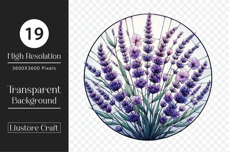 Lavender Flower Stained Glass Clipart Bundle - CraftNest - Digital Crafting and Art