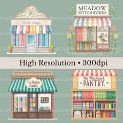 Village Shops Sewing Quilting Clipart Bundle - CraftNest - Digital Crafting and Art