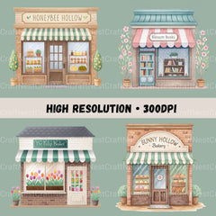 Village Shops Spring Clipart Bundle - CraftNest - Digital Crafting and Art