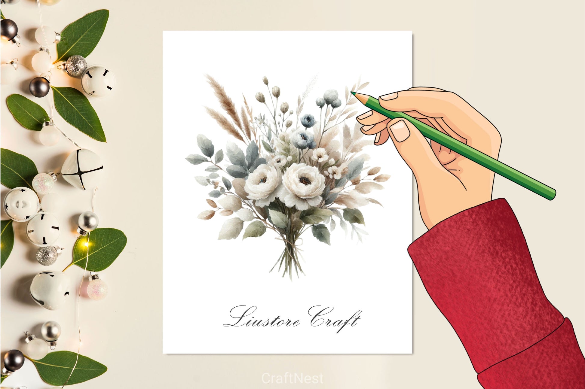 White Rustic Flower Clipart Bundle - CraftNest - Digital Crafting and Art