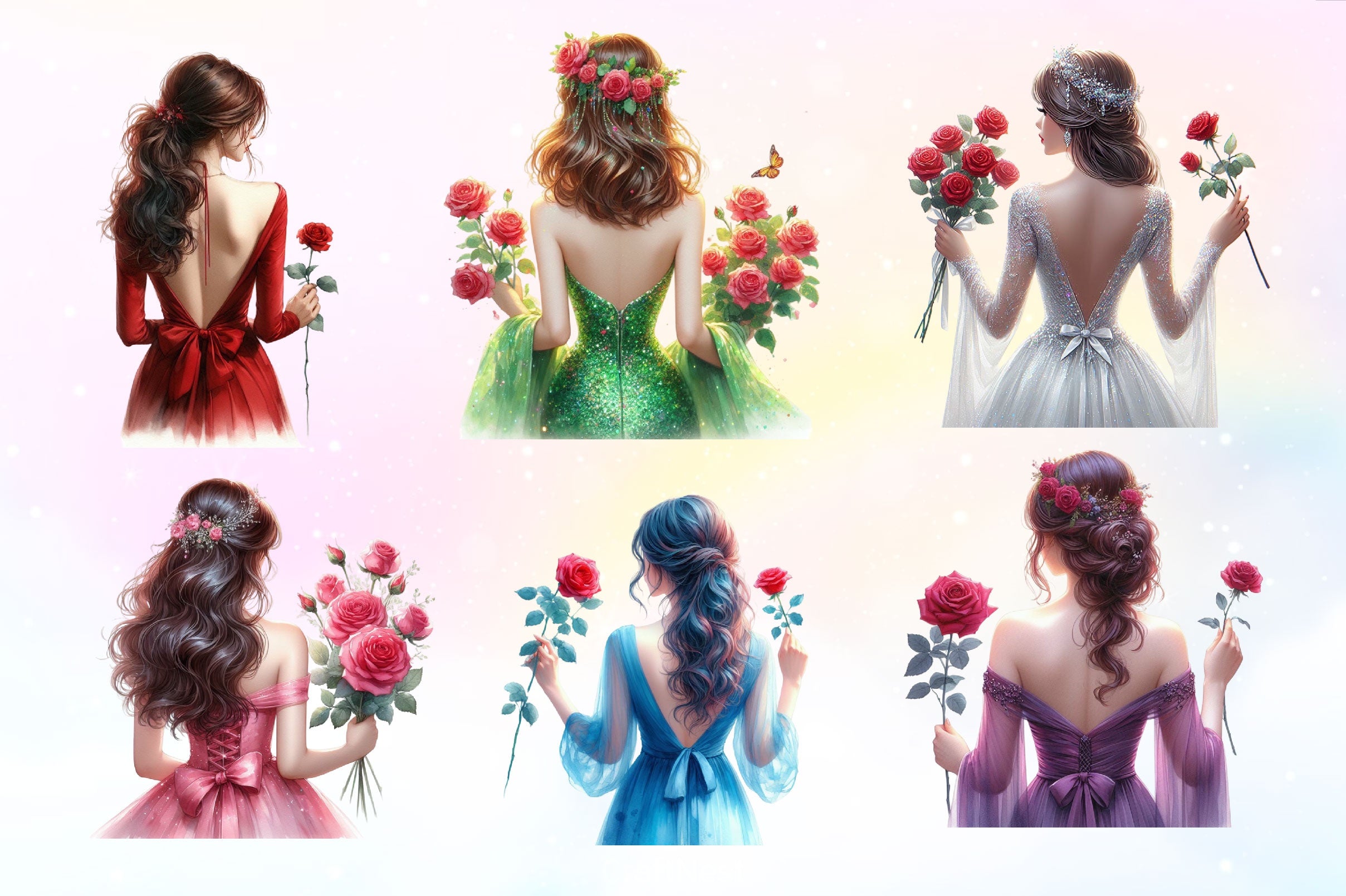 Beautiful Woman Rear View Clipart Bundle 2 - CraftNest - Digital Crafting and Art