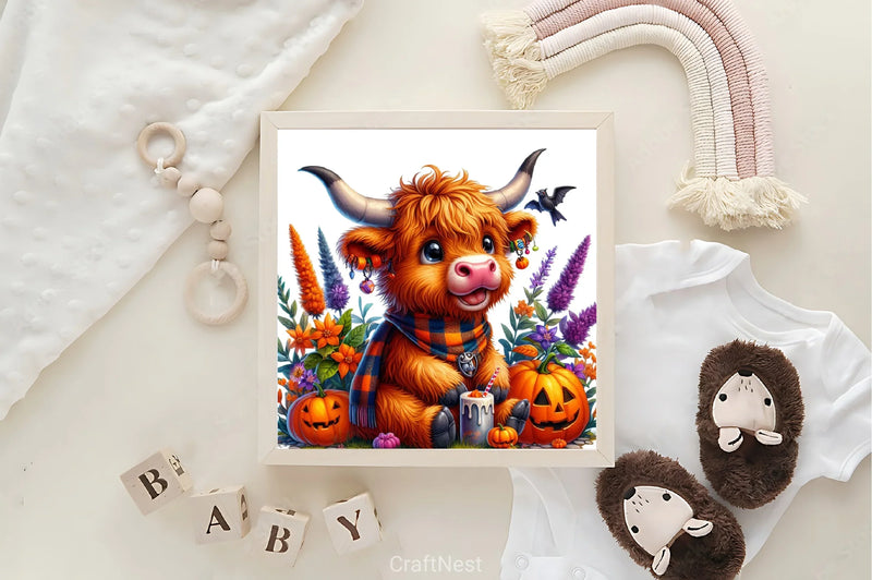 Cute Halloween Highland Cow Clipart Bundle 4 - CraftNest - Digital Crafting and Art