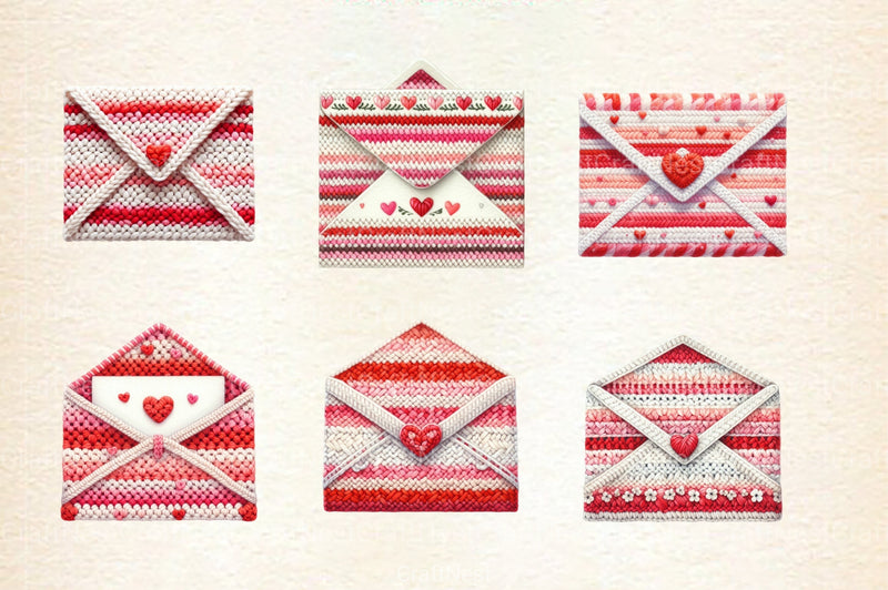Valentine Crochet Envelopes Clipart Bundle 1 - CraftNest - Digital Crafting and Art