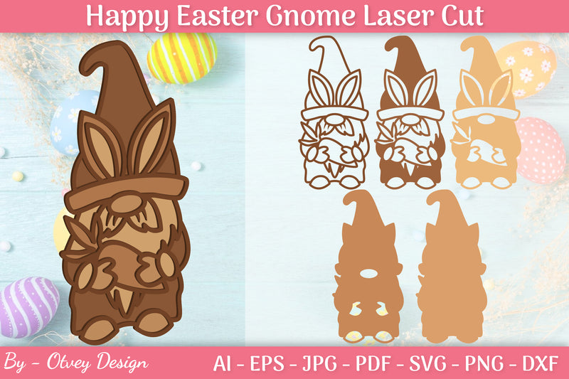 Easter Gnome Laser Cut SVG Bundle 5 - CraftNest - Digital Crafting and Art