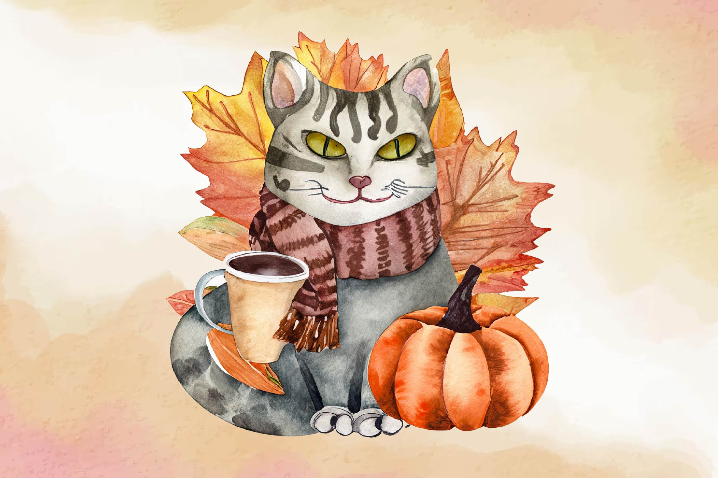 Autumn Cat Clipart Bundle - CraftNest - Digital Crafting and Art