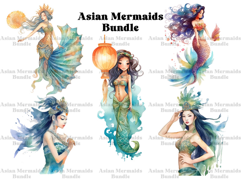 Asian Mermaids Clipart - CraftNest