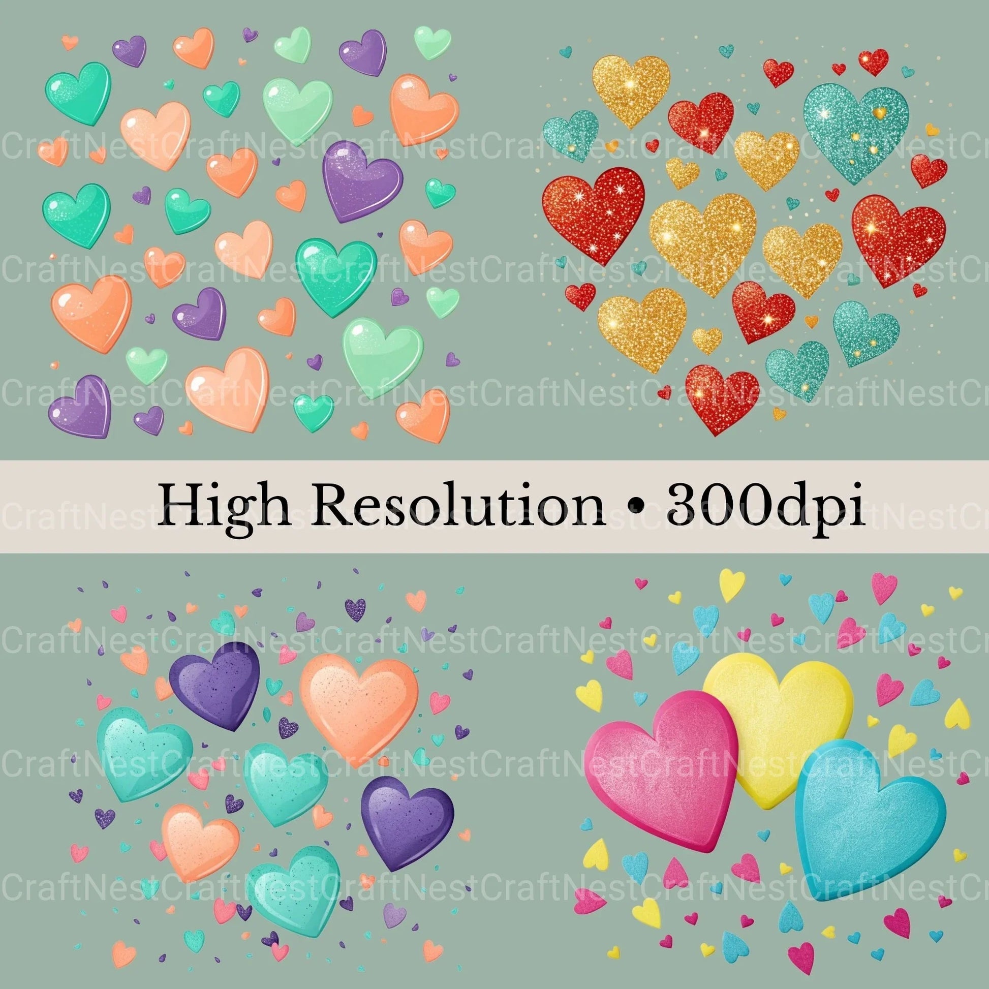 Heart Confetti Clipart Bundle - CraftNest - Digital Crafting and Art